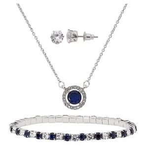 3 Piece Crystal Necklace, Earrings and Bracelet Valentine's Gift Set